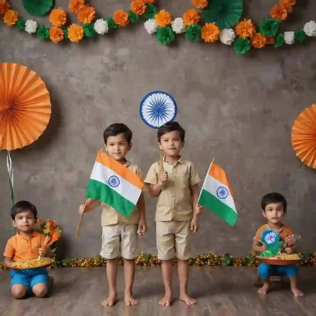 Tricolor Kids\' Independence Day Celebration Setup